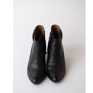Frye Size 6.5 Reina Ankle Boots Booties Short Black Leather Western Cowgirl